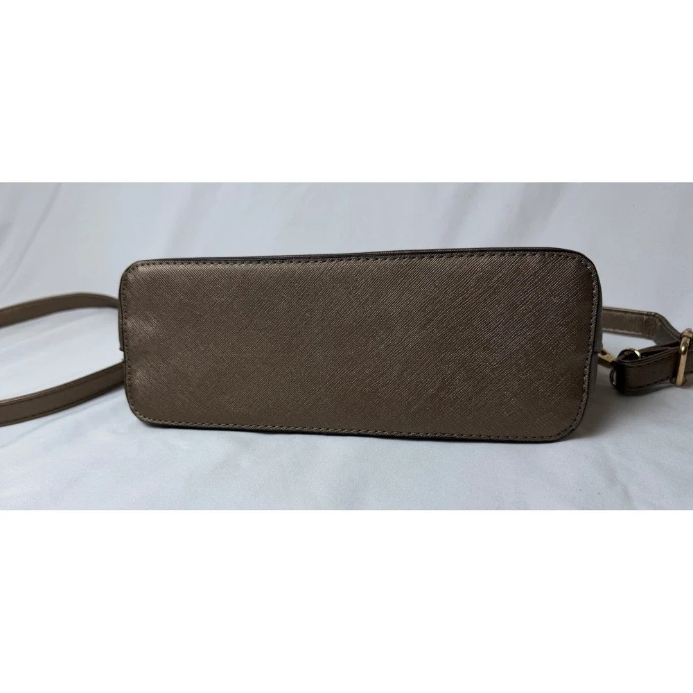 Elim and Paul Dome Crossbody Bag‎ Metallic Bronze Dome Satchel Adjustable Strap